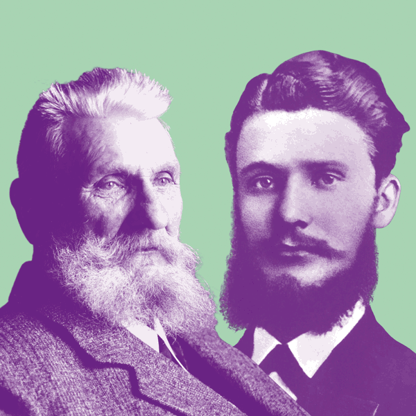 Two portrait photos of Fritz Henkel at a young and older age side by side