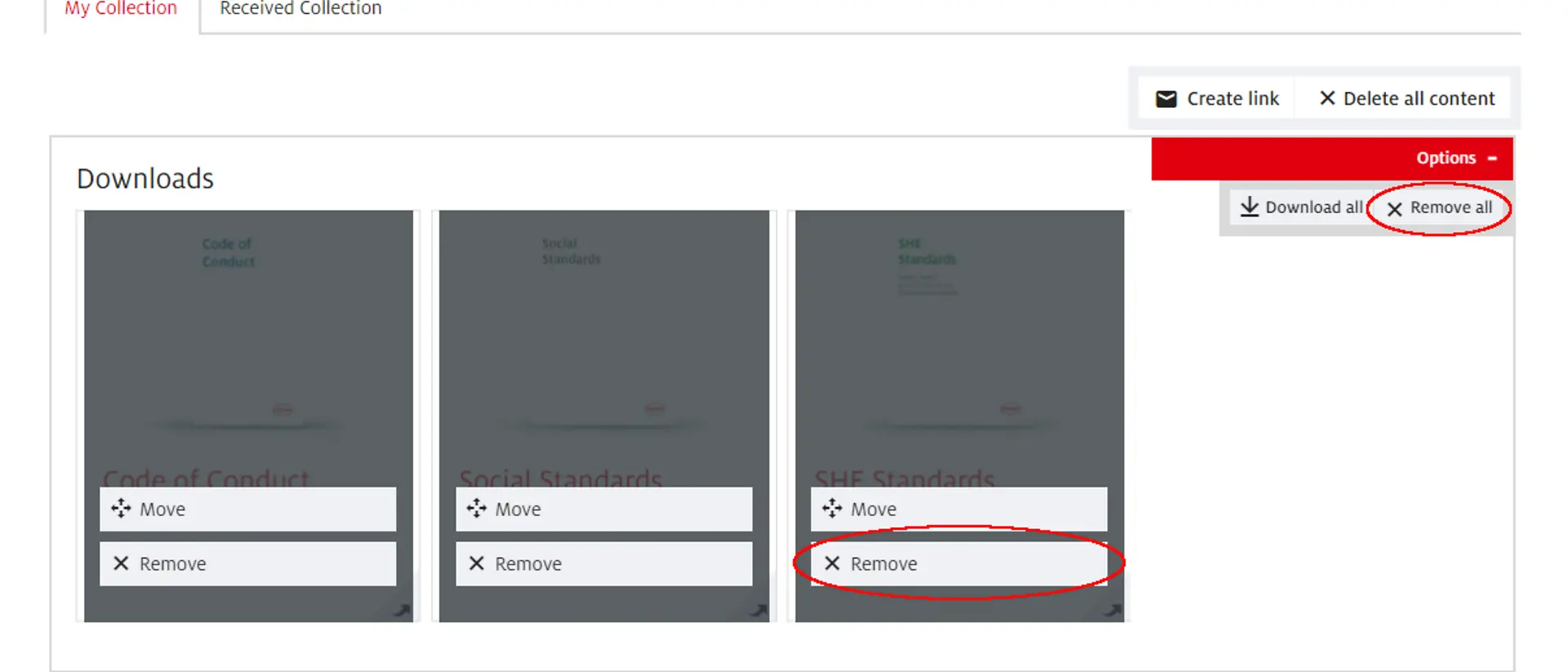 To delete your selected elements, click on
