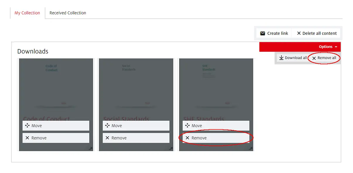 To delete your selected elements, click on
